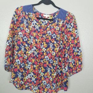 Anthropologie Porridge Hi-Lo Silk Floral Top S